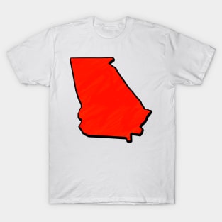 Bright Red Georgia Outline T-Shirt